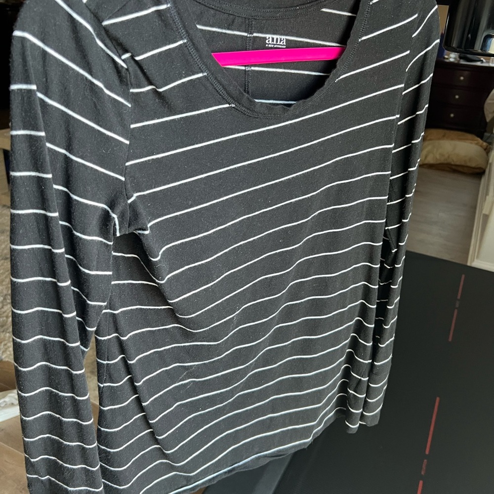 Striped black and white long sleeved shirt